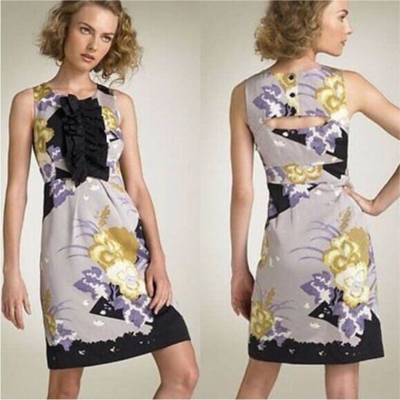 Leifsdottir Quarry Lake Silk Blend Ruffle Dress Women’s 2 Floral Anthropologie - Picture 1 of 10